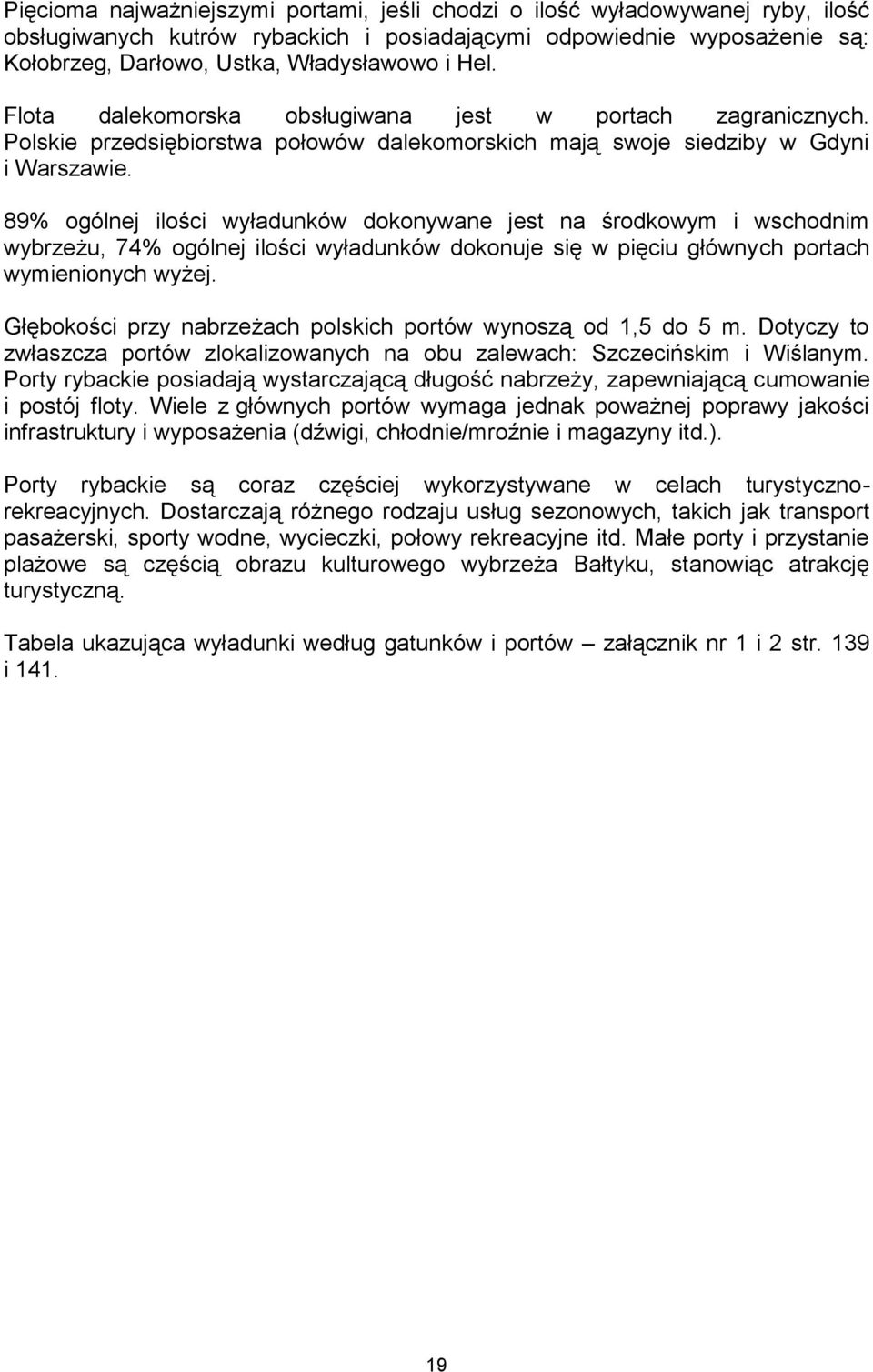 89% ogólnej ilości wyładunków dokonywane jest na środkowym i wschodnim wybrzeżu, 74% ogólnej ilości wyładunków dokonuje się w pięciu głównych portach wymienionych wyżej.