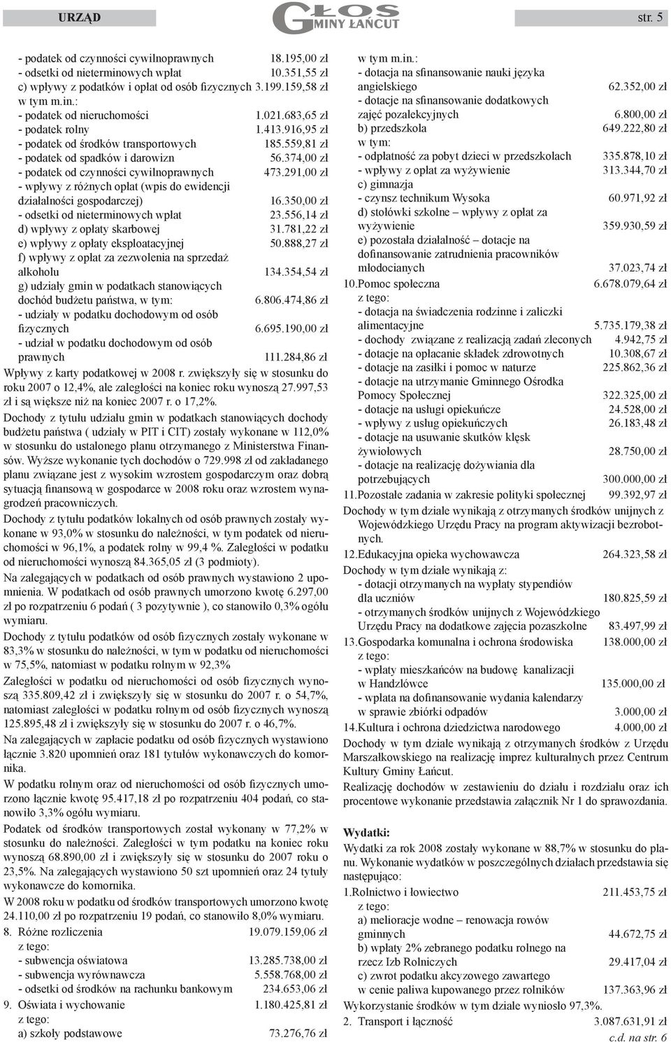 291,00 zł - wpływy z różnych opłat (wpis do ewidencji działalności gospodarczej) 16.350,00 zł - odsetki od nieterminowych wpłat 23.556,14 zł d) wpływy z opłaty skarbowej 31.