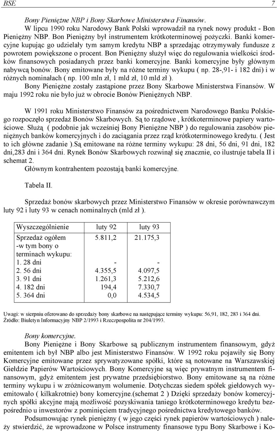 Bon Pieniężny służył więc do regulowania wielkości środków finansowych posiadanych przez banki komercyjne. Banki komercyjne były głównym nabywcą bonów.