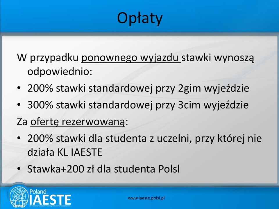 3cim wyjeździe Za ofertę rezerwowaną: 200% stawki dla studenta z