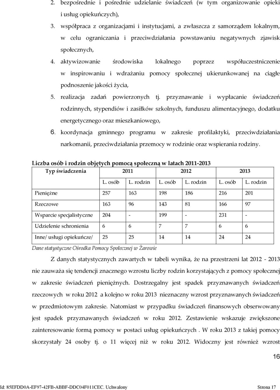 aktywizowanie środowiska lokalnego poprzez współuczestniczenie w inspirowaniu i wdrażaniu pomocy społecznej ukierunkowanej na ciągłe podnoszenie jakości życia, 5. realizacja zadań powierzonych tj.