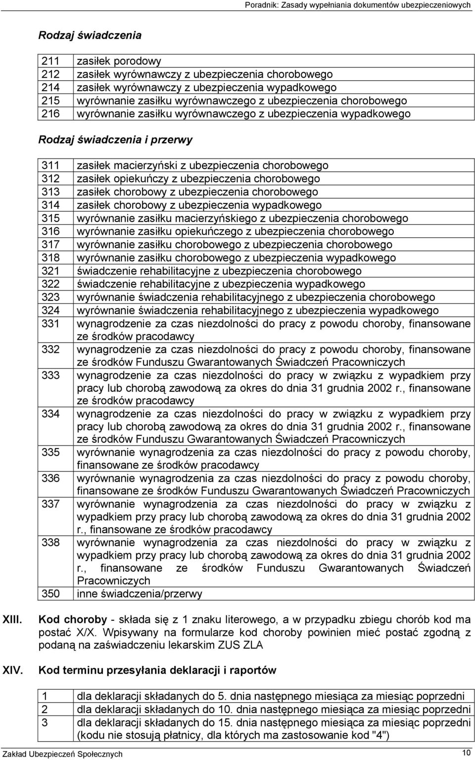 chorobowego 313 zasiłek chorobowy z ubezpieczenia chorobowego 314 zasiłek chorobowy z ubezpieczenia wypadkowego 315 wyrównanie zasiłku macierzyńskiego z ubezpieczenia chorobowego 316 wyrównanie