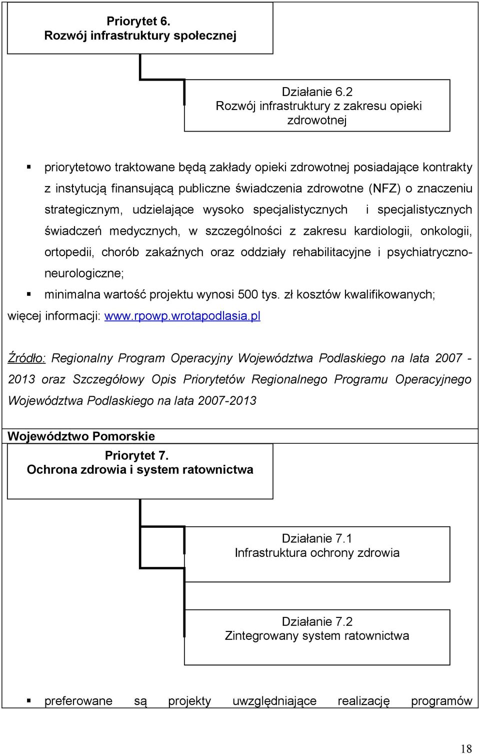 znaczeniu strategicznym, udzielające wysoko specjalistycznych i specjalistycznych świadczeń medycznych, w szczególności z zakresu kardiologii, onkologii, ortopedii, chorób zakaźnych oraz oddziały