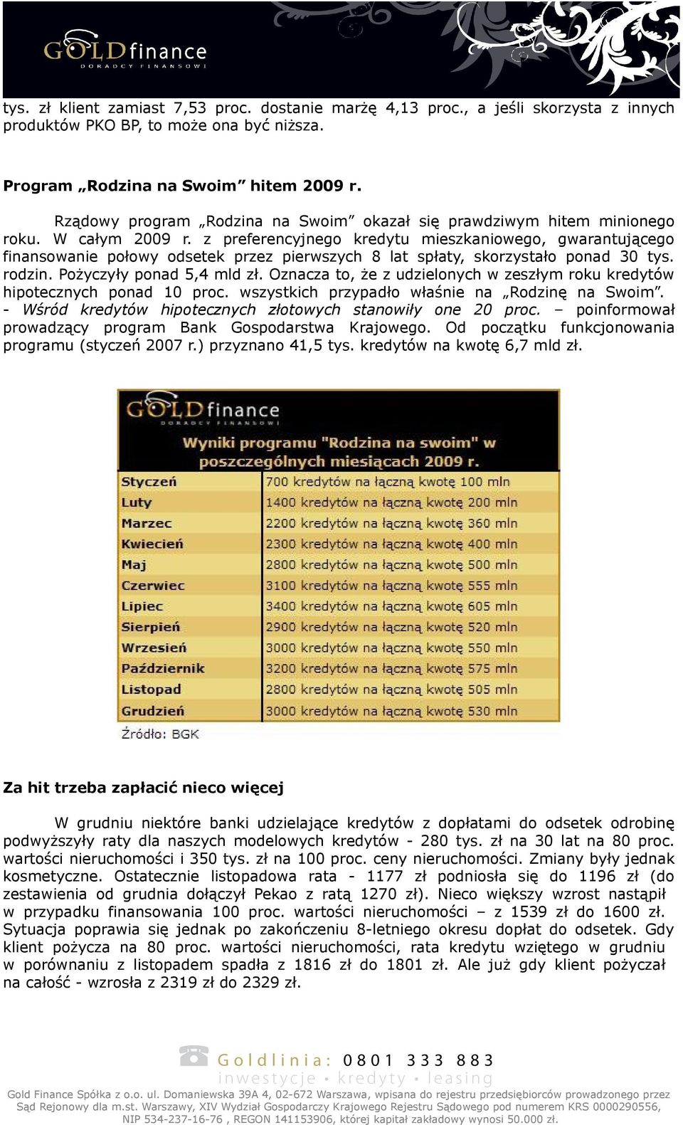 z preferencyjnego kredytu mieszkaniowego, gwarantującego finansowanie połowy odsetek przez pierwszych 8 lat spłaty, skorzystało ponad 30 tys. rodzin. Pożyczyły ponad 5,4 mld zł.