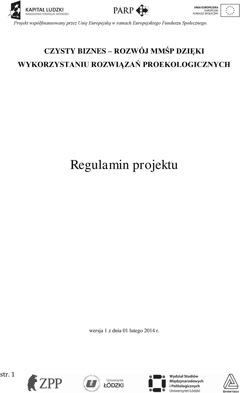 PROEKOLOGICZNYCH Regulamin