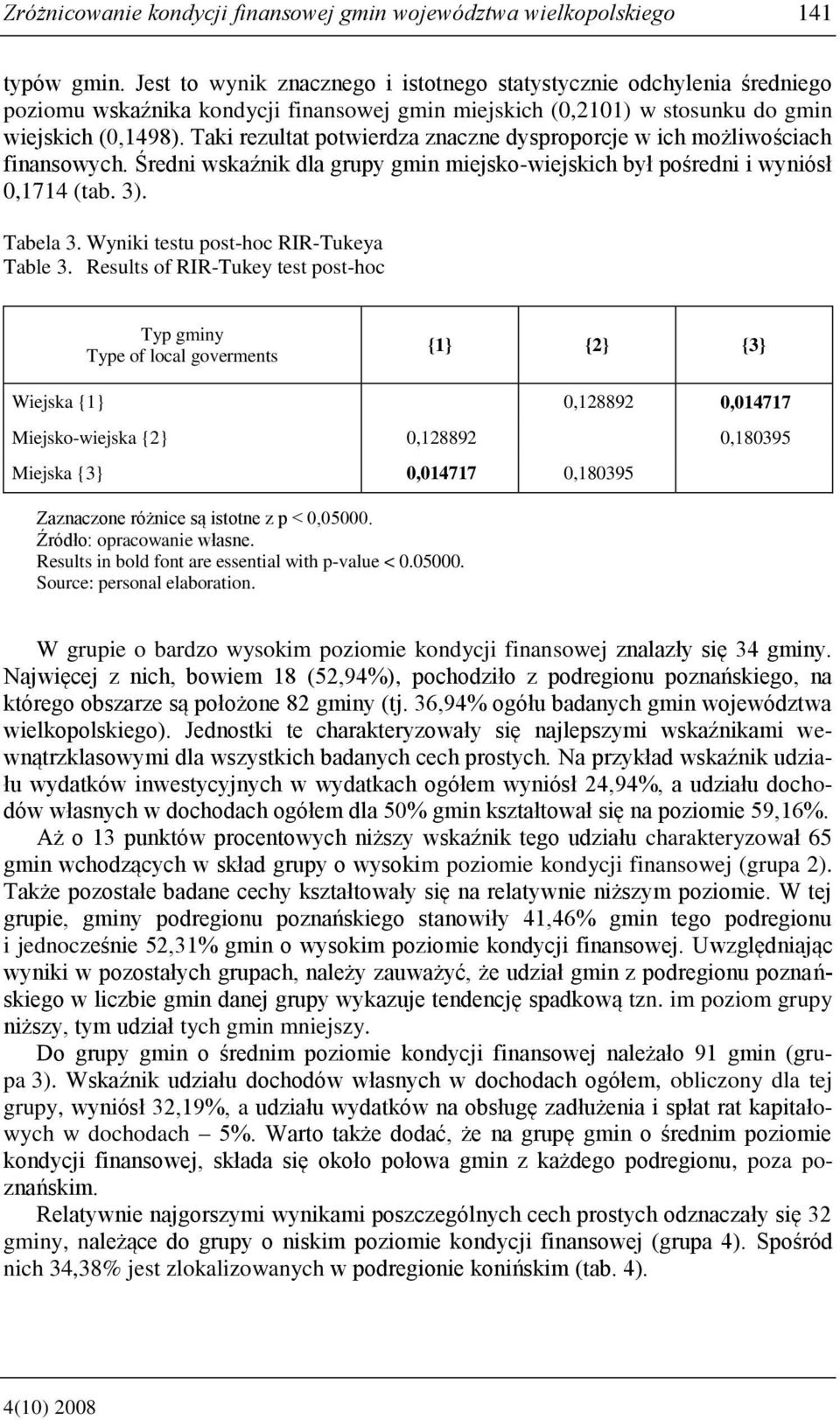 Tak rezultat potwerdza znaczne dysproporcje w ch możlwoścach fnansowych. Średn wskaźnk dla grupy gmn mejsko-wejskch był pośredn wynósł 0,1714 (tab. 3). Tabela 3.