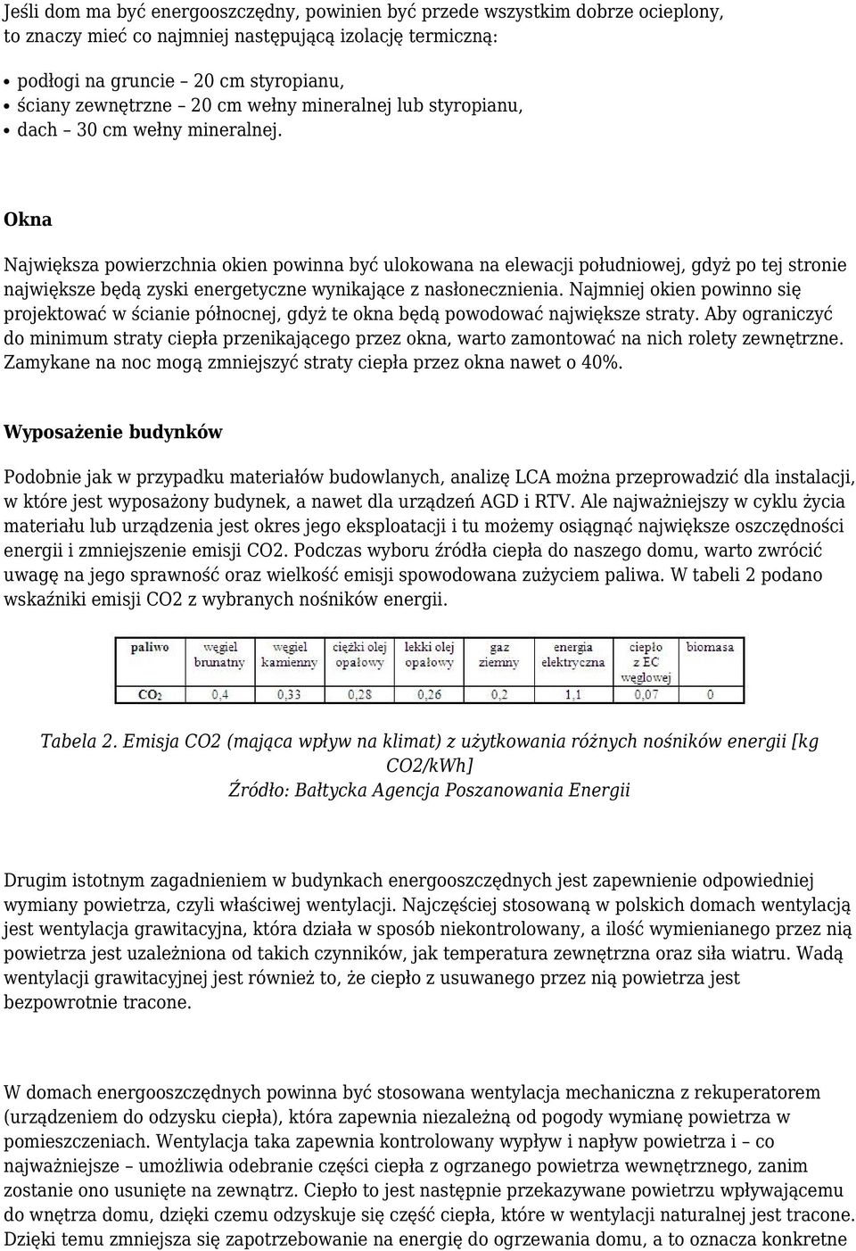 Okna Największa powierzchnia okien powinna być ulokowana na elewacji południowej, gdyż po tej stronie największe będą zyski energetyczne wynikające z nasłonecznienia.