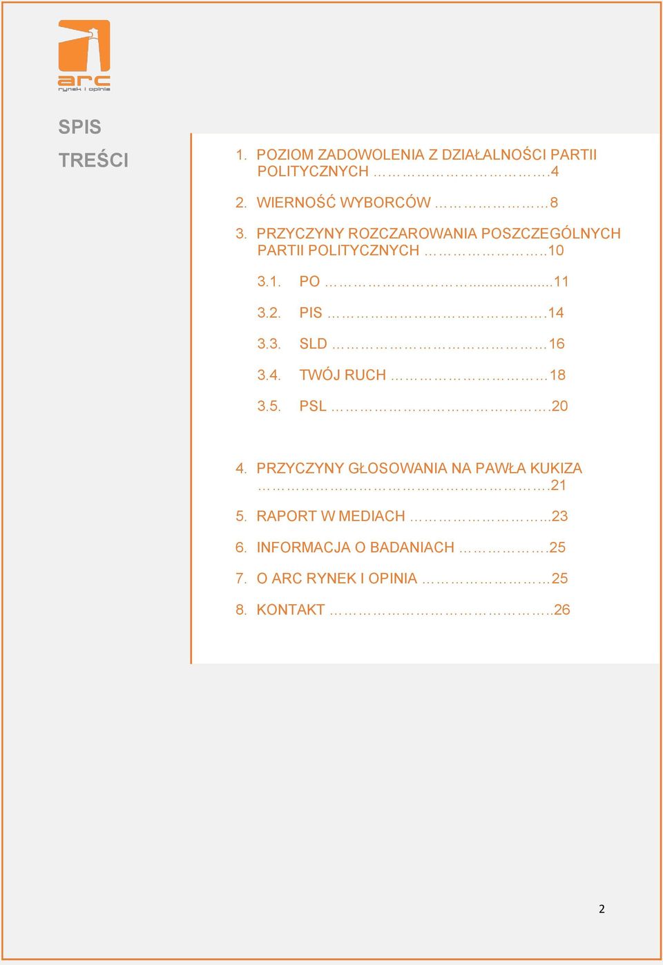 2. PIS.14 3.3. SLD 16 3.4. TWÓJ RUCH 18 3.5. PSL.20 4. PRZYCZYNY GŁOSOWANIA NA PAWŁA KUKIZA.