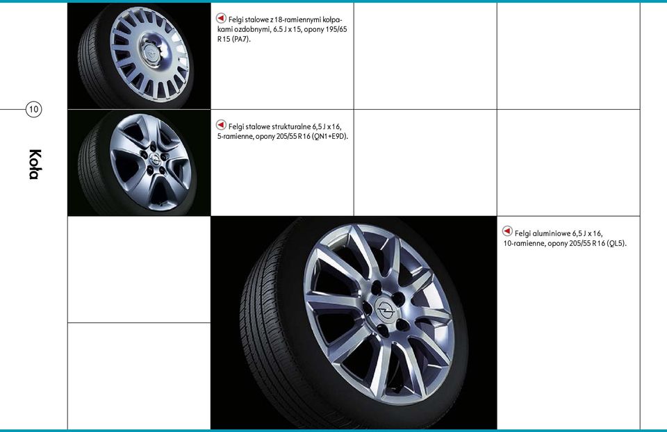 10 Felgi stalowe strukturalne 6,5 J x 16, 5-ramienne, opony