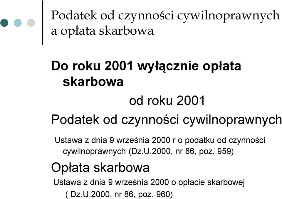 2000 r o podatku od czynności cywilnoprawnych (Dz.U.2000, nr 86, poz.