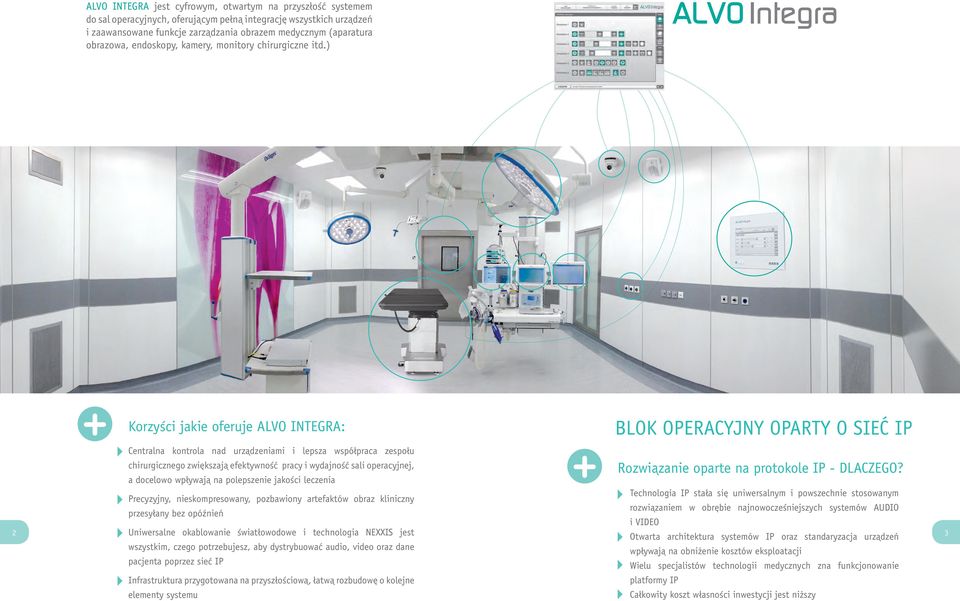 ) Korzyści jakie oferuje ALVO INTEGRA: Centralna kontrola nad urządzeniami i lepsza współpraca zespołu chirurgicznego zwiększają efektywność pracy i wydajność sali operacyjnej, BLOK OPERACYJNY OPARTY