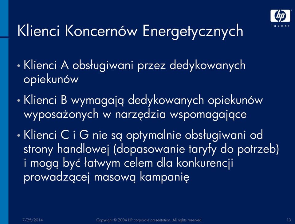 optymalnie obsługiwani od strony handlowej (dopasowanie taryfy do potrzeb) i mogą być łatwym celem