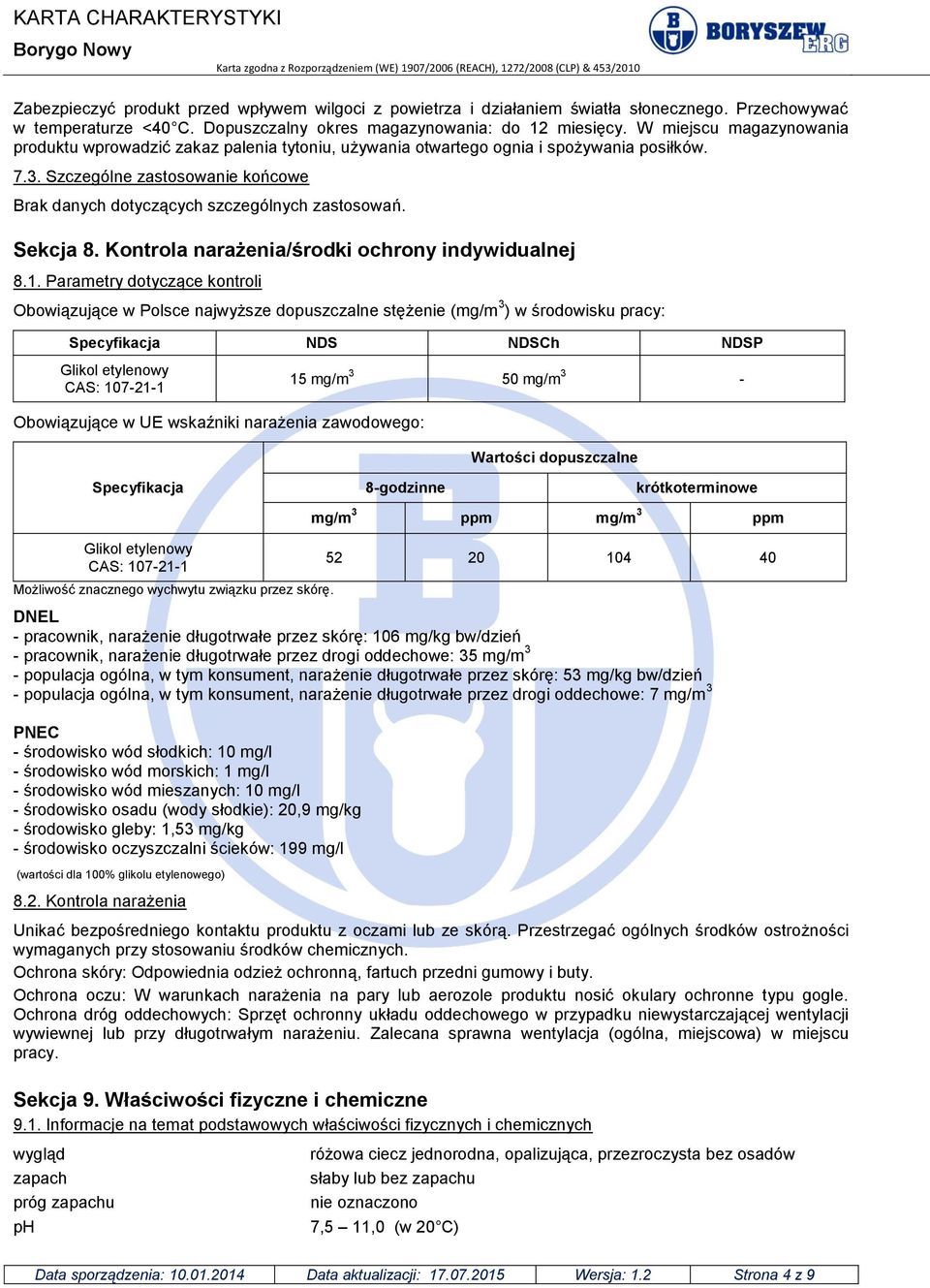 Sekcja 8. Kontrola narażenia/środki ochrony indywidualnej 8.1.