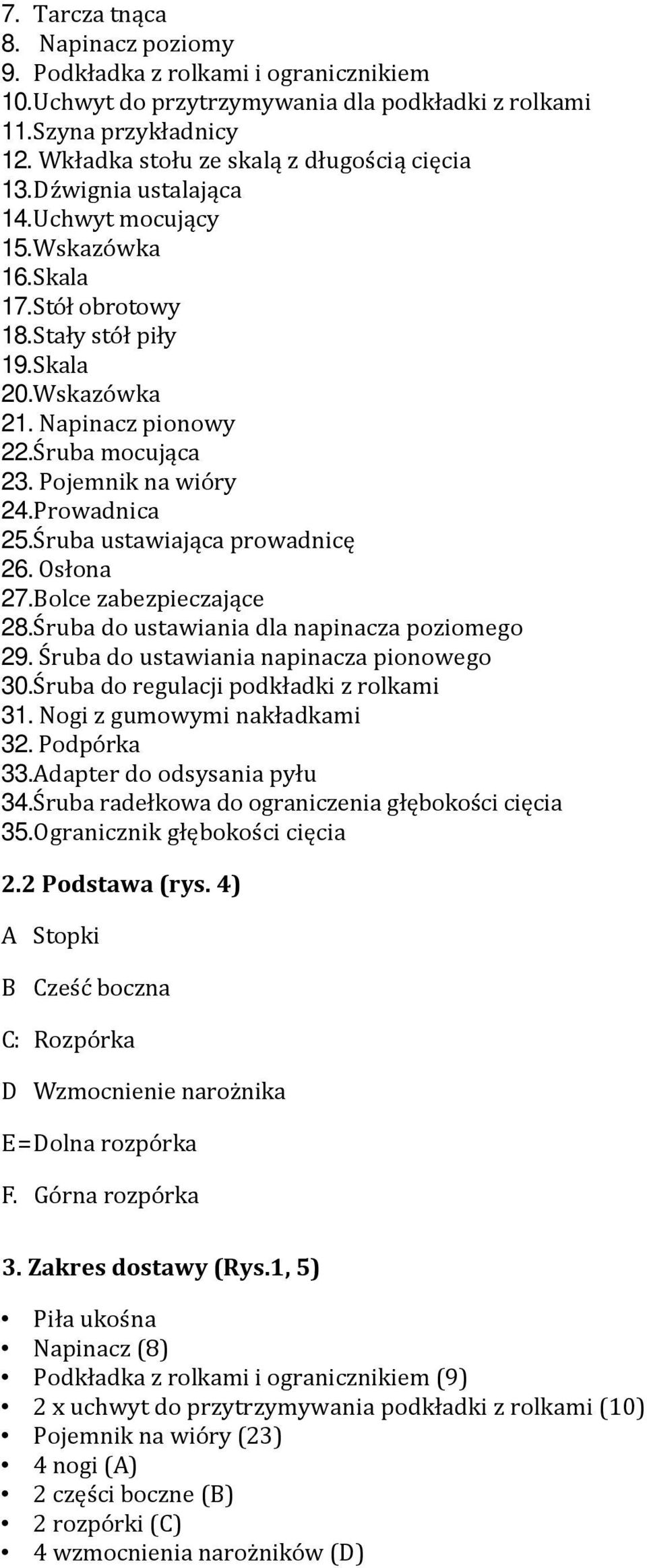 Śruba mocująca 23. Pojemnik na wióry 24. Prowadnica 25. Śruba ustawiająca prowadnicę 26. Osłona 27. Bolce zabezpieczające 28. Śruba do ustawiania dla napinacza poziomego 29.