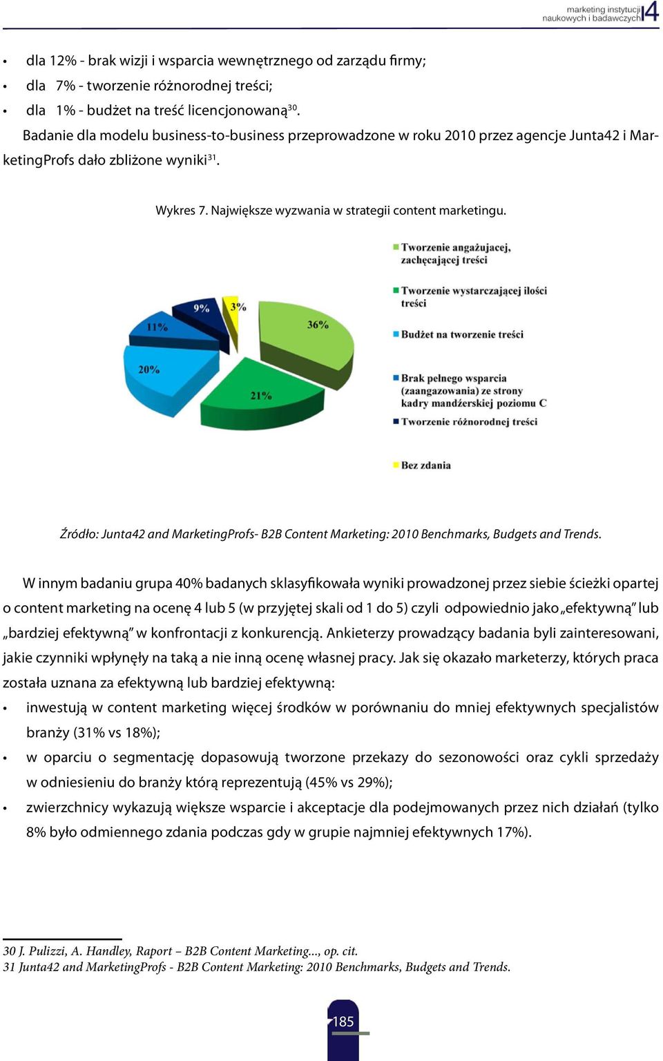 Źródło: Junta42 and MarketingProfs- B2B Content Marketing: 2010 Benchmarks, Budgets and Trends.