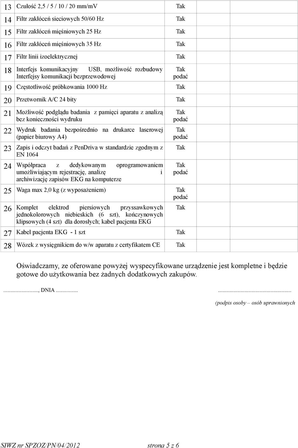 aparatu z analizą bez konieczności wydruku Wydruk badania bezpośrednio na drukarce laserowej (papier biurowy A4) Zapis i odczyt badań z PenDriva w standardzie zgodnym z EN 1064 Współpraca z