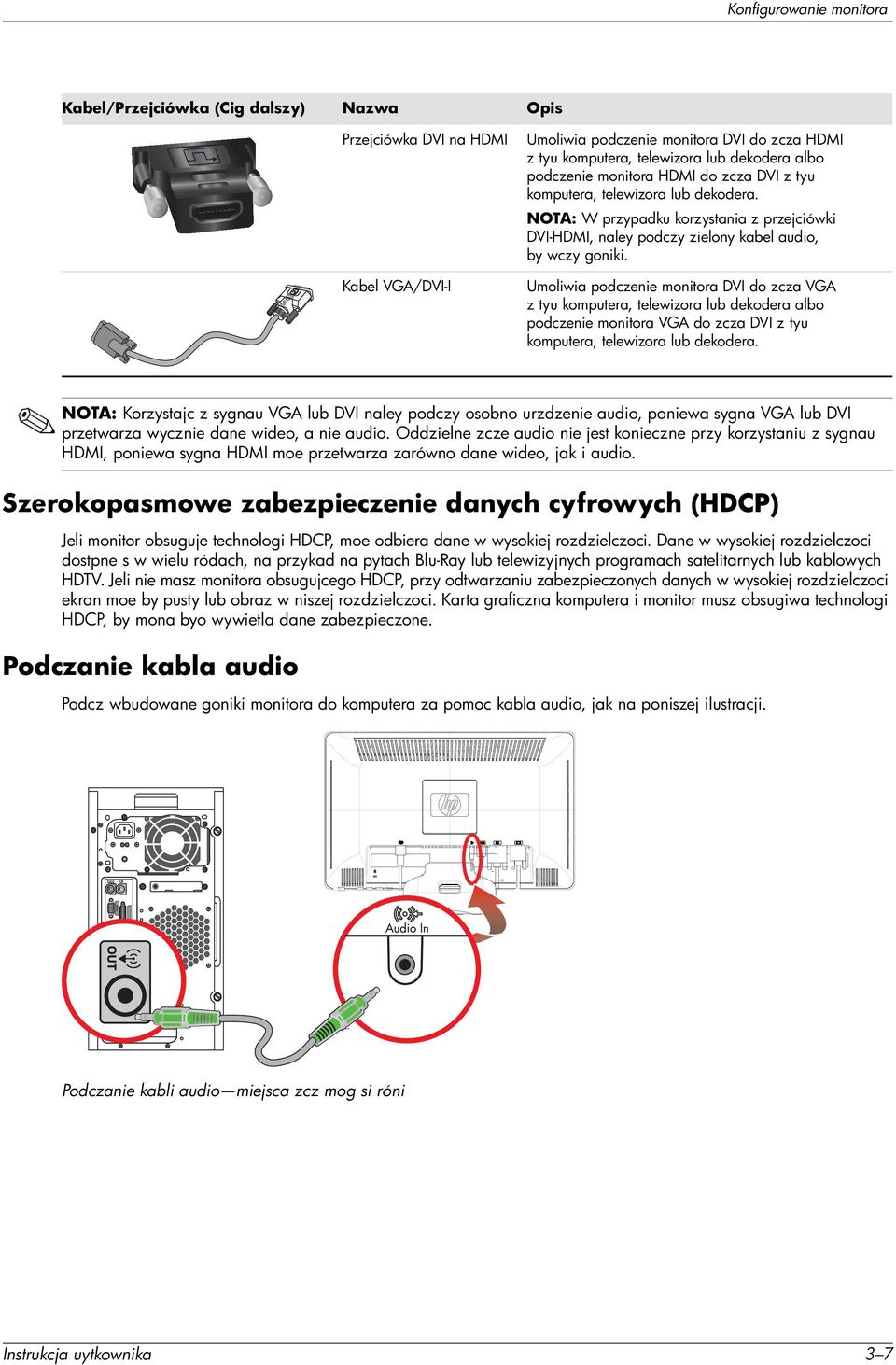 Umoliwia podczenie monitora DVI do zcza VGA z tyu komputera, telewizora lub dekodera albo podczenie monitora VGA do zcza DVI z tyu komputera, telewizora lub dekodera.