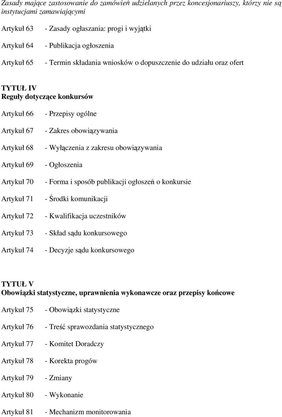 Artykuł 74 - Przepisy ogólne - Zakres obowiązywania - Wyłączenia z zakresu obowiązywania - Ogłoszenia - Forma i sposób publikacji ogłoszeń o konkursie - Środki komunikacji - Kwalifikacja uczestników