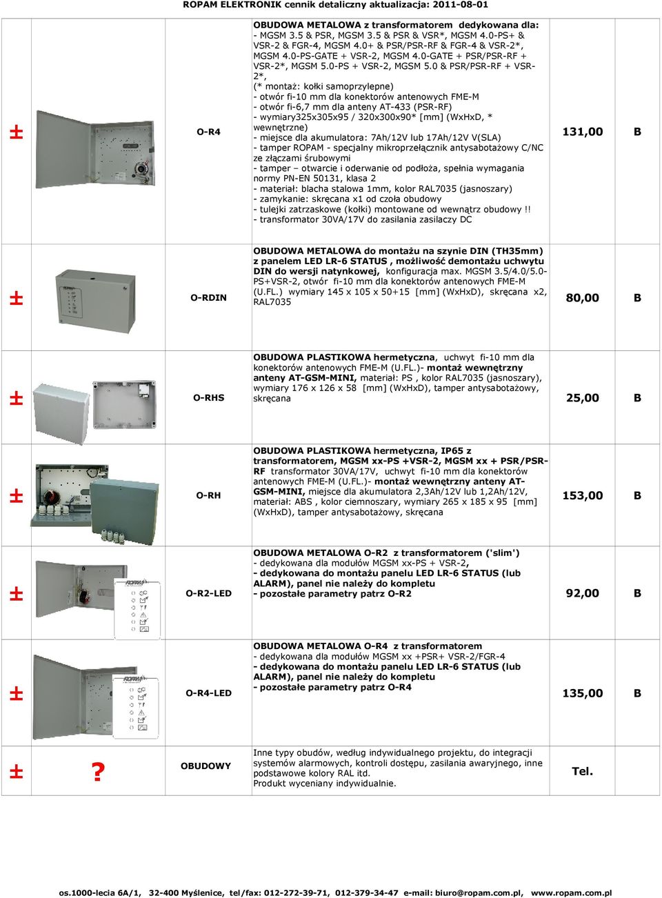 ) wymiary 145 x 105 x 50+15 [mm] (WxHxD), skręcana x2, RAL7035 80,00 O-RHS OUDOWA PLASTIKOWA hermetyczna, uchwyt fi-10 mm dla konektorów antenowych FME-M (U.FL.