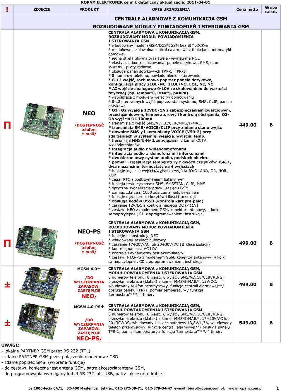 KOMUNIKACJĄ GSM, ROZBUDOWANY MODUŁ POWIADOMIENIA I STEROWANIA GSM * wbudowany modem GSM/DCS/EGSM bez SIMLOCK-a * modułowa i skalowalna centrala alarmowa z funkcjami automatyki domowej * jedna strefa