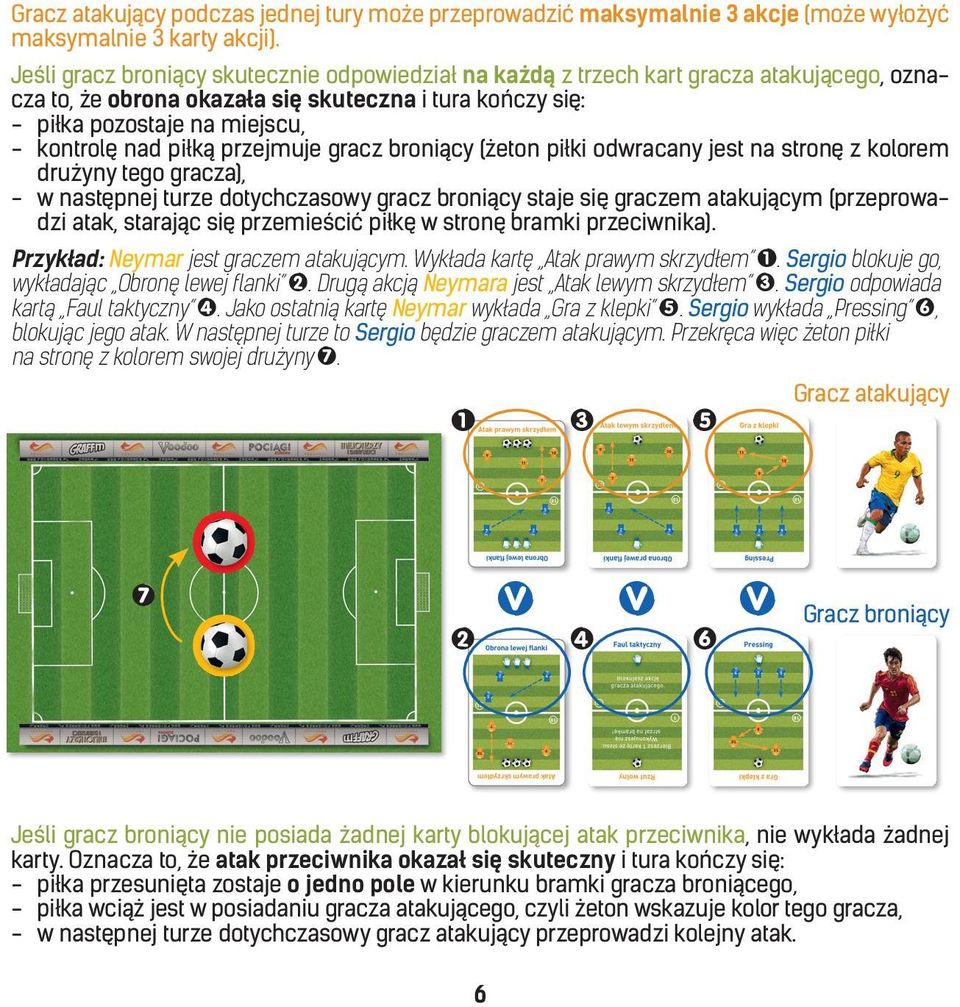 piłką przejmuje gracz broniący (żeton piłki odwracany jest na stronę z kolorem drużyny tego gracza), - w następnej turze dotychczasowy gracz broniący staje się graczem atakującym (przeprowadzi atak,