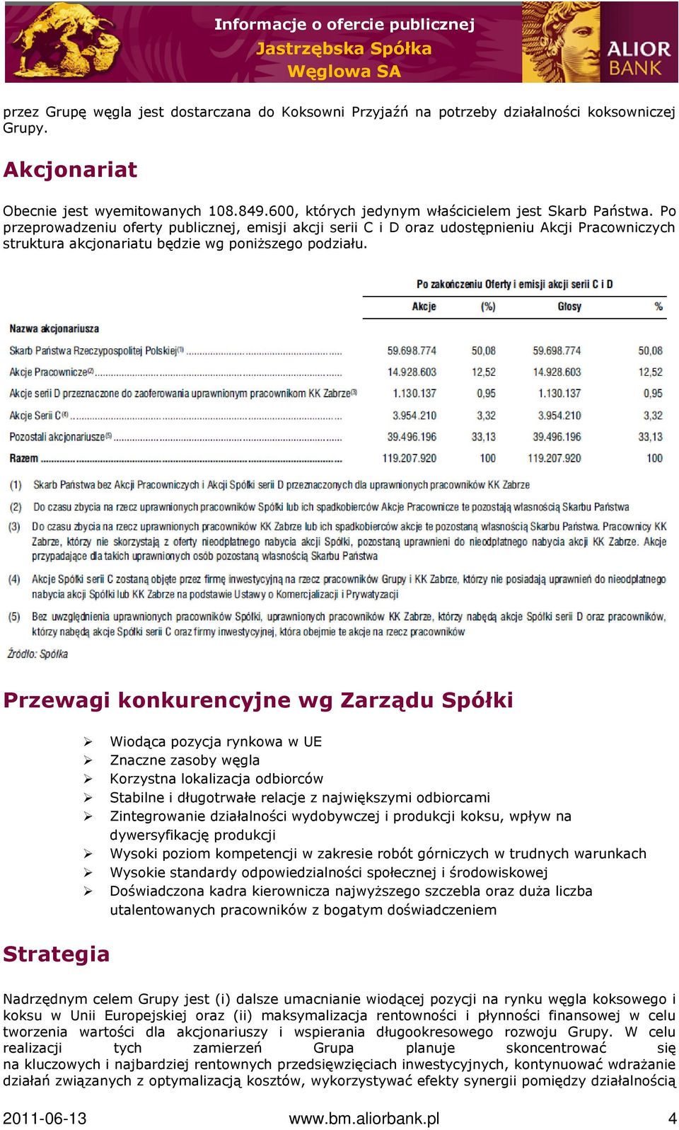 Po przeprowadzeniu oferty publicznej, emisji akcji serii C i D oraz udostępnieniu Akcji Pracowniczych struktura akcjonariatu będzie wg poniższego podziału.