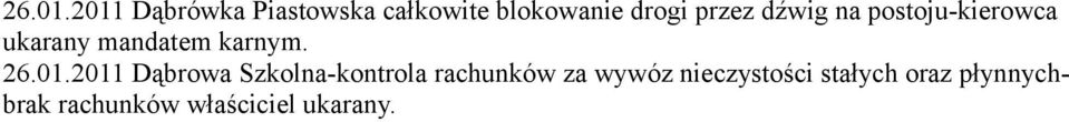 dźwig na postoju-kierowca ukarany mandatem 2011 Dąbrowa