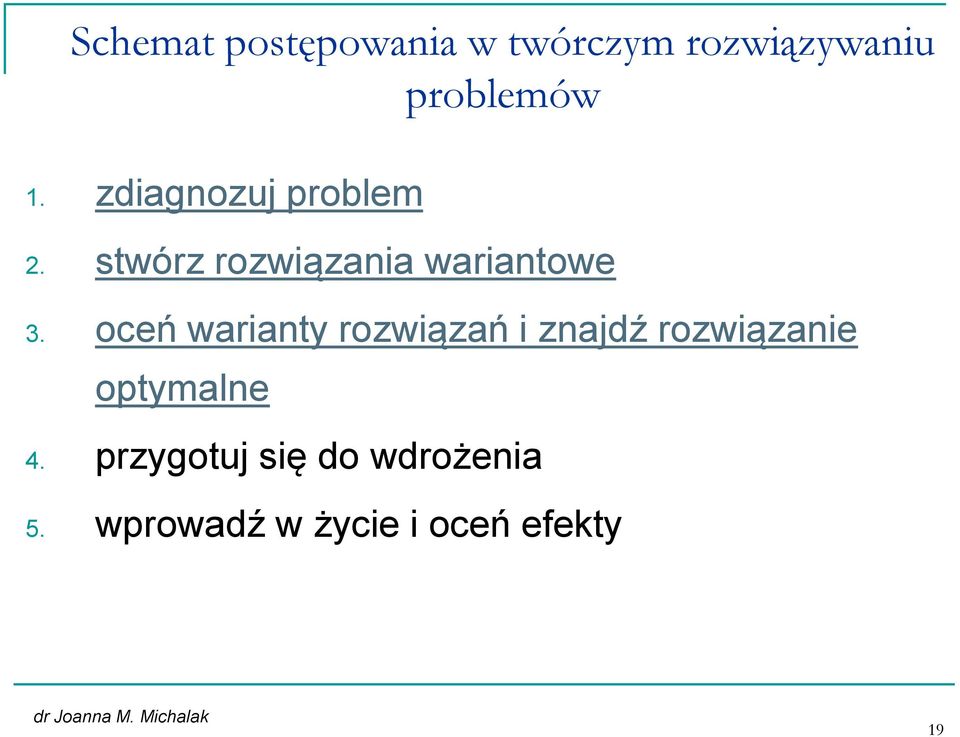 oceń warianty rozwiązań i znajdź rozwiązanie optymalne 4.