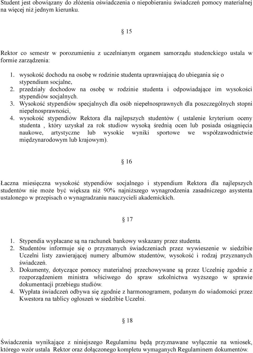 wysokość dochodu na osobę w rodzinie studenta uprawniającą do ubiegania się o stypendium socjalne, 2.