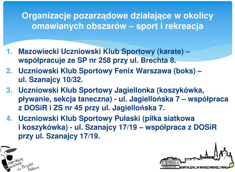Szanajcy 10/32. 3. Uczniowski Klub Sportowy Jagiellonka (koszykówka, pływanie, sekcja taneczna) - ul.