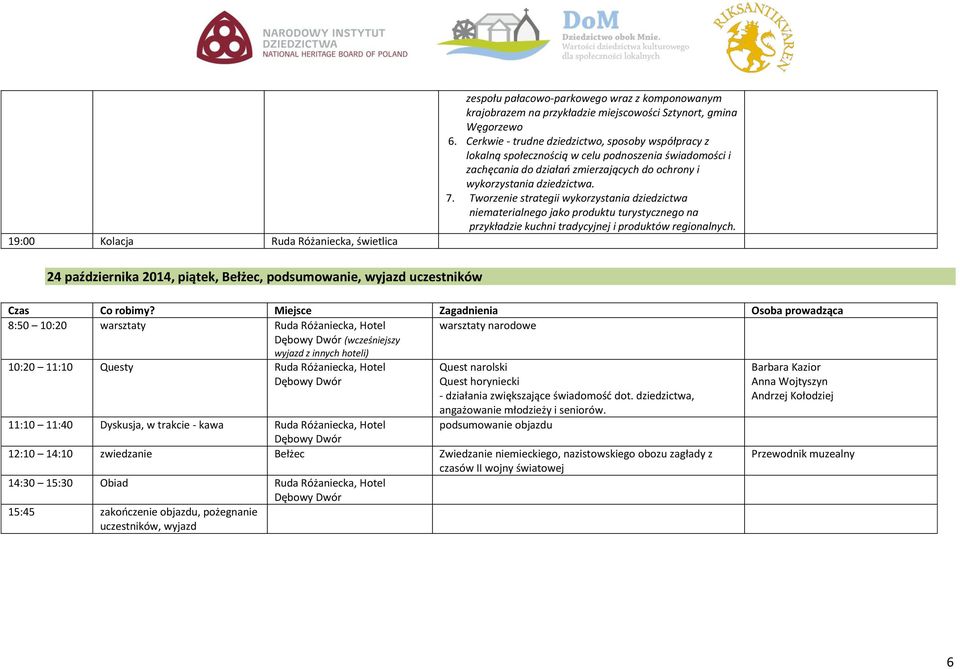 Tworzenie strategii wykorzystania dziedzictwa niematerialnego jako produktu turystycznego na przykładzie kuchni tradycyjnej i produktów regionalnych.