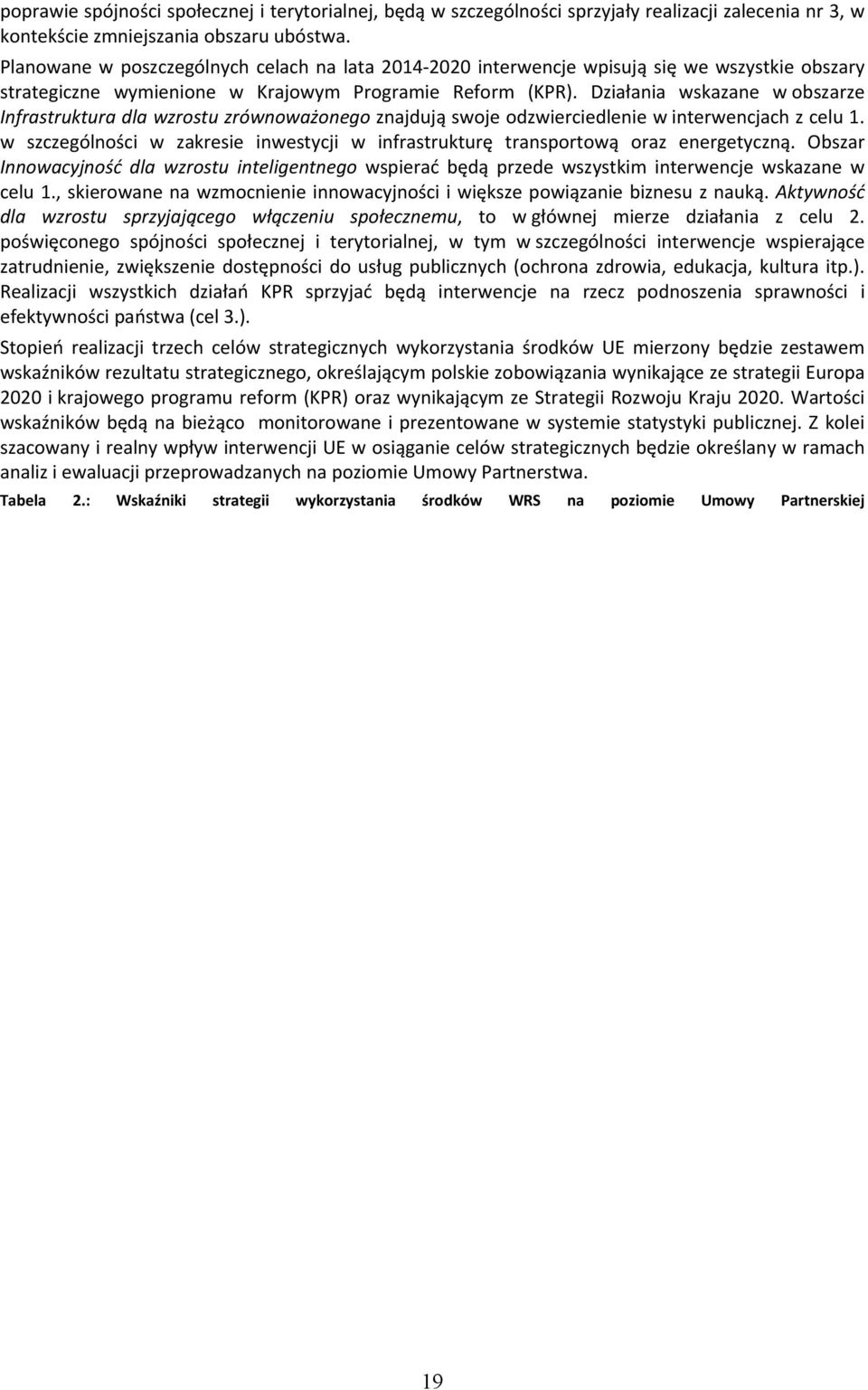 Działania wskazane w obszarze Infrastruktura dla wzrostu zrównoważonego znajdują swoje odzwierciedlenie w interwencjach z celu 1.