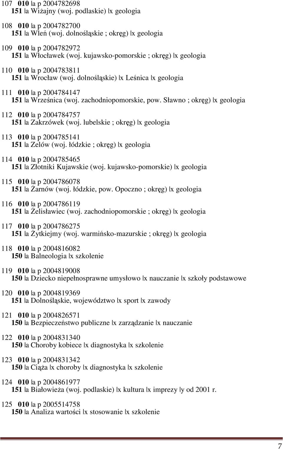 Sławno ; okręg) x geologia 112 010 a p 2004784757 151 a Zakrzówek (woj. lubelskie ; okręg) x geologia 113 010 a p 2004785141 151 a Zelów (woj.