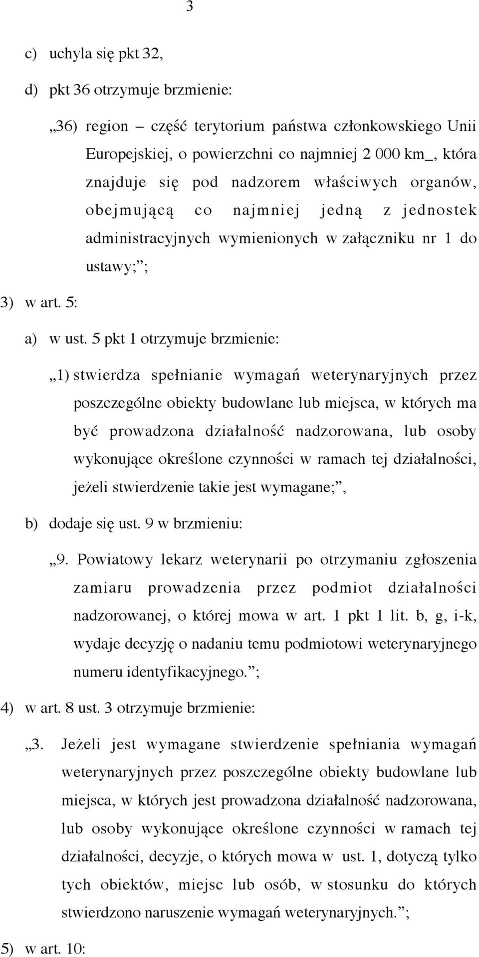 5 pkt 1 otrzymuje brzmienie: 1) stwierdza spełnianie wymagań weterynaryjnych przez poszczególne obiekty budowlane lub miejsca, w których ma być prowadzona działalność nadzorowana, lub osoby