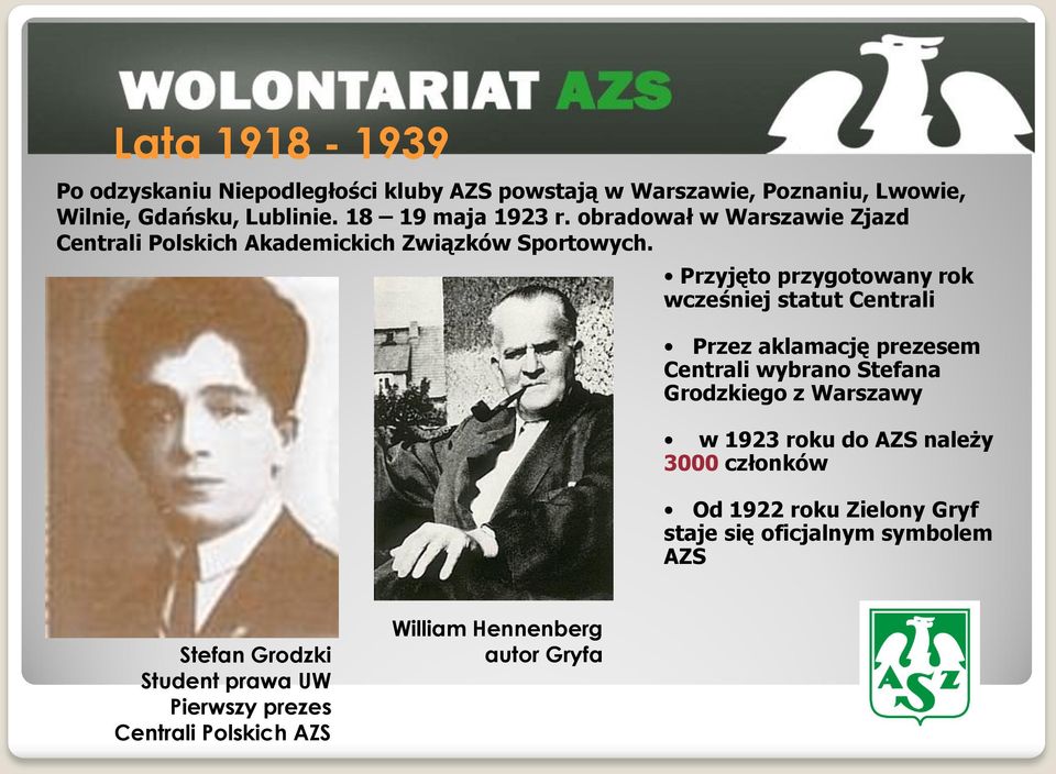 Przyjęto przygotowany rok wcześniej statut Centrali Przez aklamację prezesem Centrali wybrano Stefana Grodzkiego z Warszawy w 1923 roku