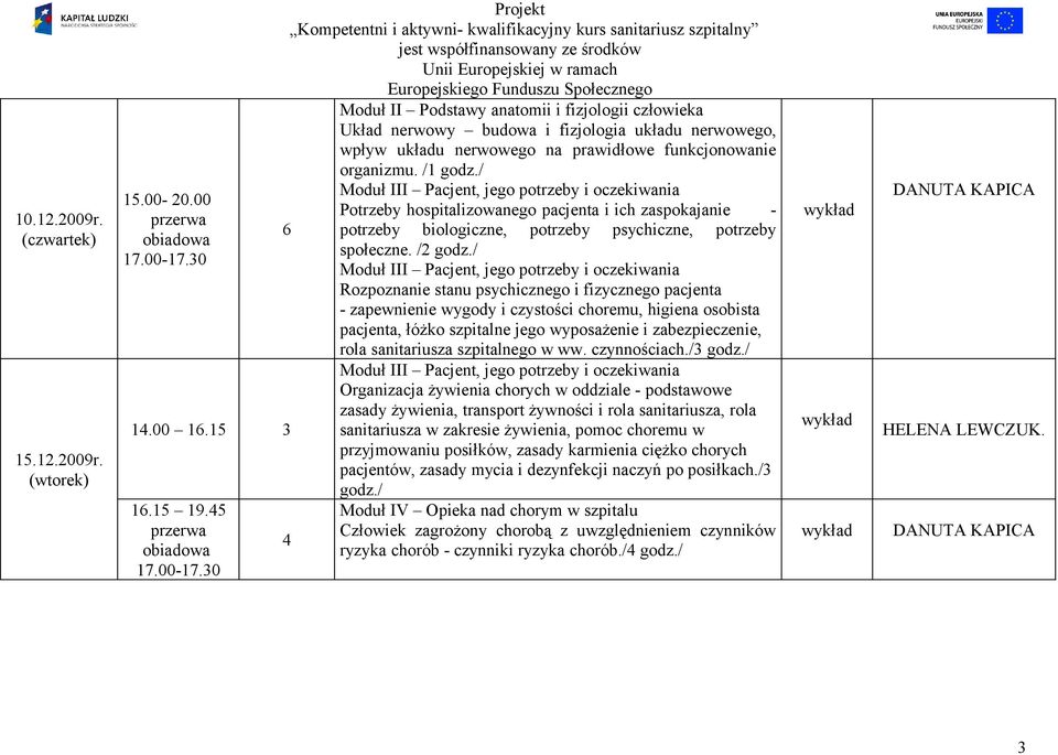 / Moduł III Pacjent, jego potrzeby i oczekiwania Rozpoznanie stanu psychicznego i fizycznego pacjenta - zapewnienie wygody i czystości choremu, higiena osobista pacjenta, łóżko szpitalne jego