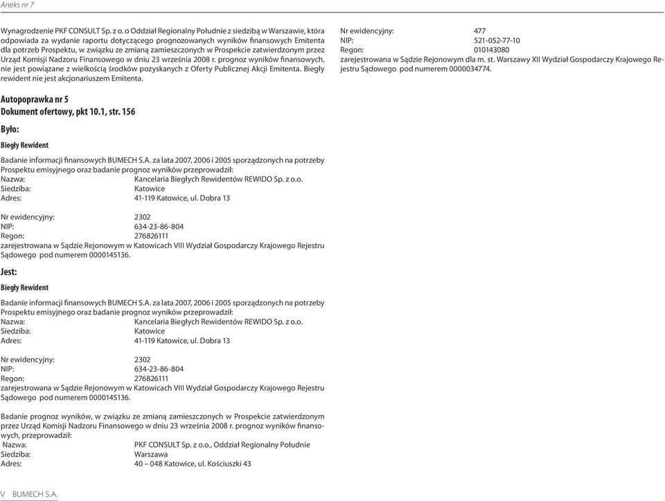 zamieszczonych w Prospekcie zatwierdzonym przez Urząd Komisji Nadzoru Finansowego w dniu 23 września 2008 r.