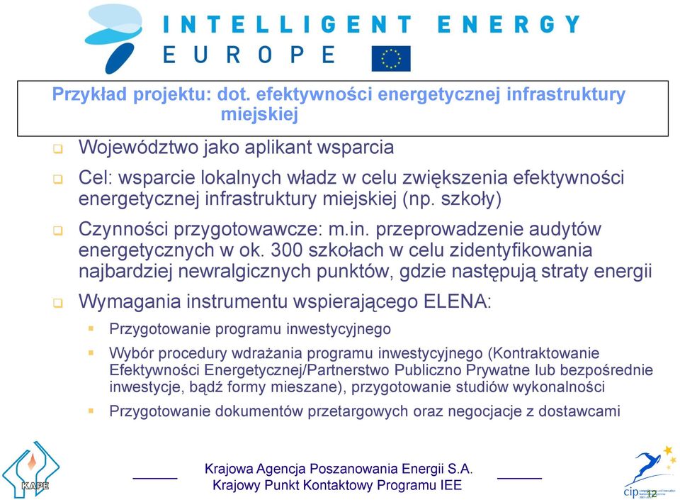 szkoły) Czynności przygotowawcze: m.in. przeprowadzenie audytów energetycznych w ok.