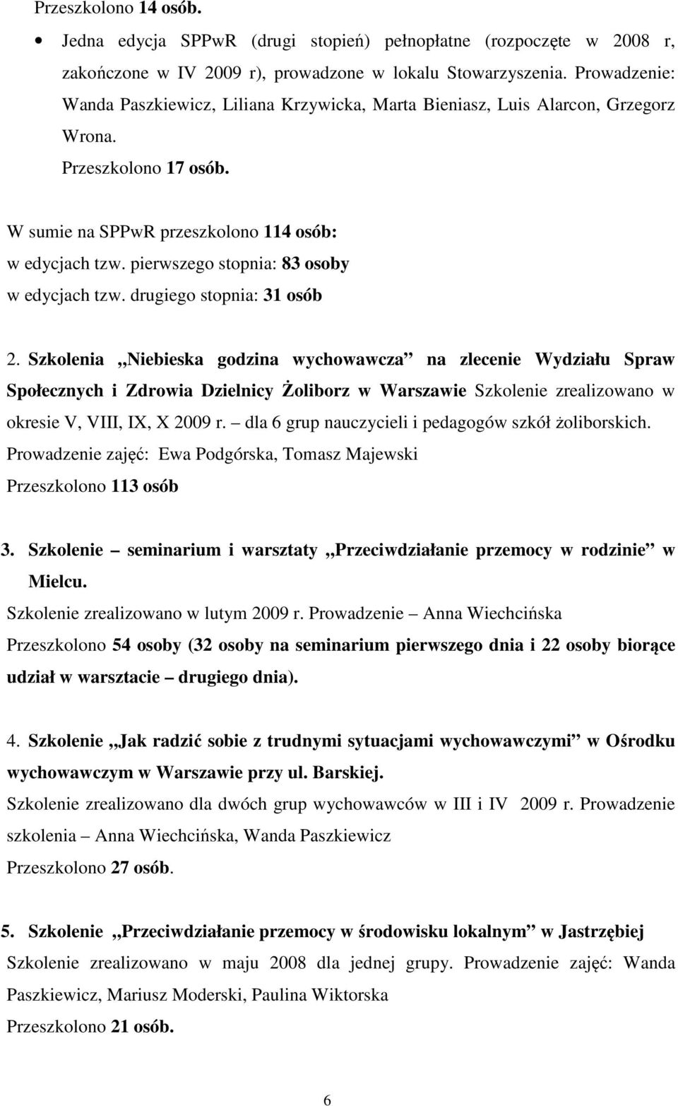 pierwszego stopnia: 83 osoby w edycjach tzw. drugiego stopnia: 31 osób 2.