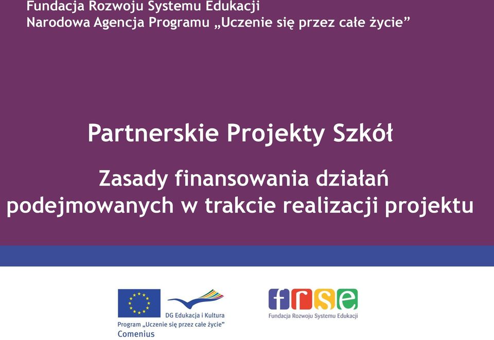 Partnerskie Projekty Szkół Zasady finansowania