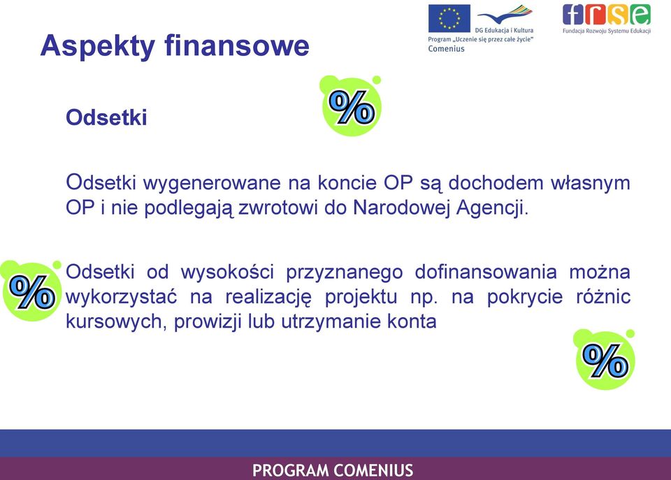 Odsetki od wysokości przyznanego dofinansowania można wykorzystać na