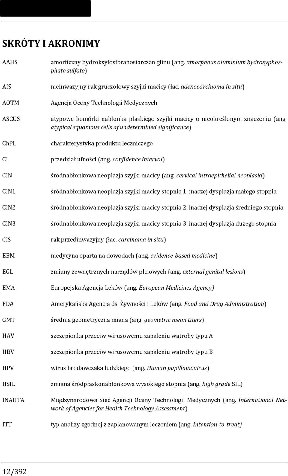 adenocarcinoma in situ) Agencja Oceny Technologii Medycznych atypowe komórki nabłonka płaskiego szyjki macicy o nieokreślonym znaczeniu (ang.