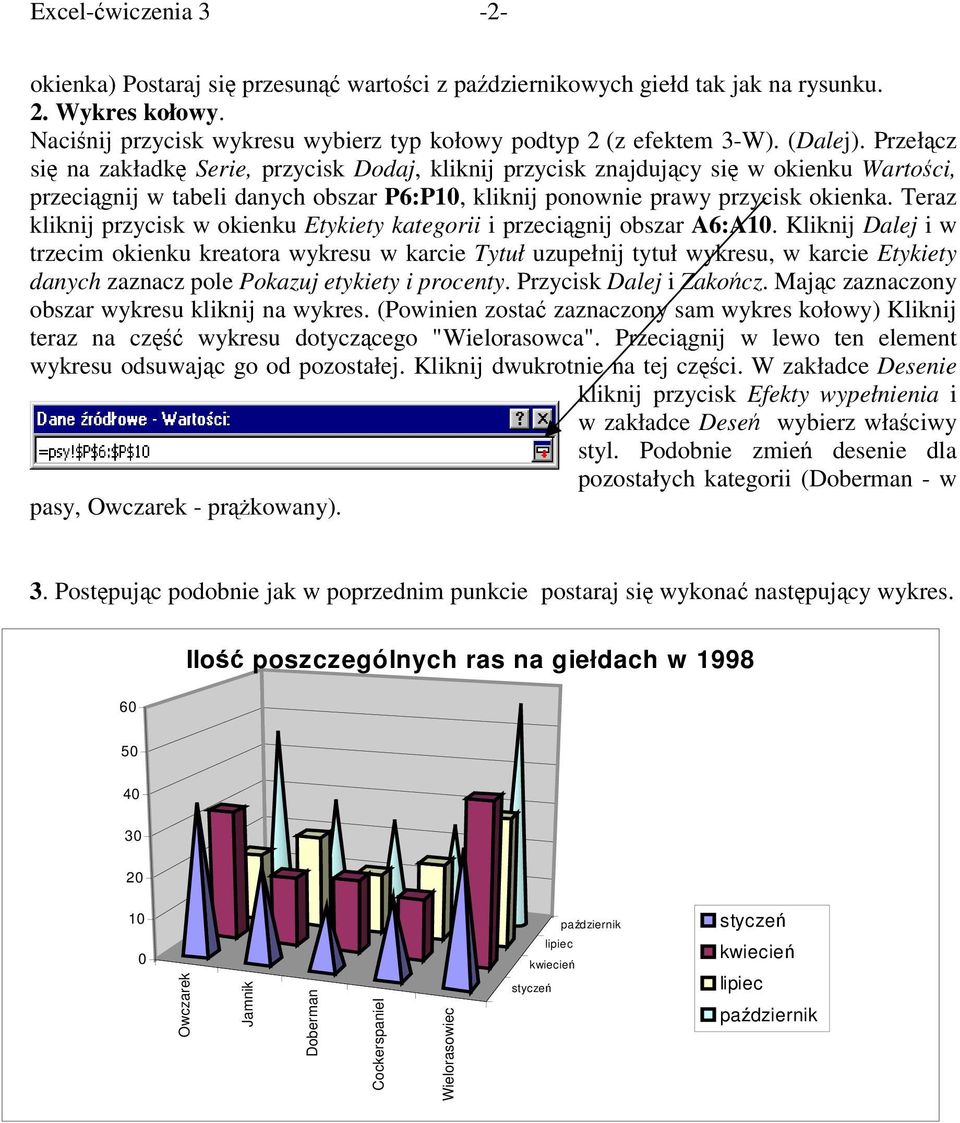 Teraz kliknij przycisk w okienku Etykiety kategorii i przecignij obszar A6:A10.