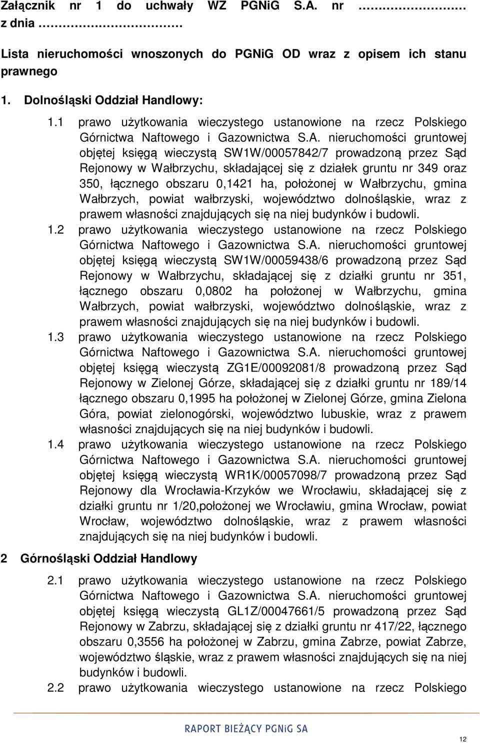 łącznego obszaru 0,1421 ha, położonej w Wałbrzychu, gmina Wałbrzych, powiat wałbrzyski, województwo dolnośląskie, wraz z prawem własności znajdujących się na niej budynków i budowli. 1.