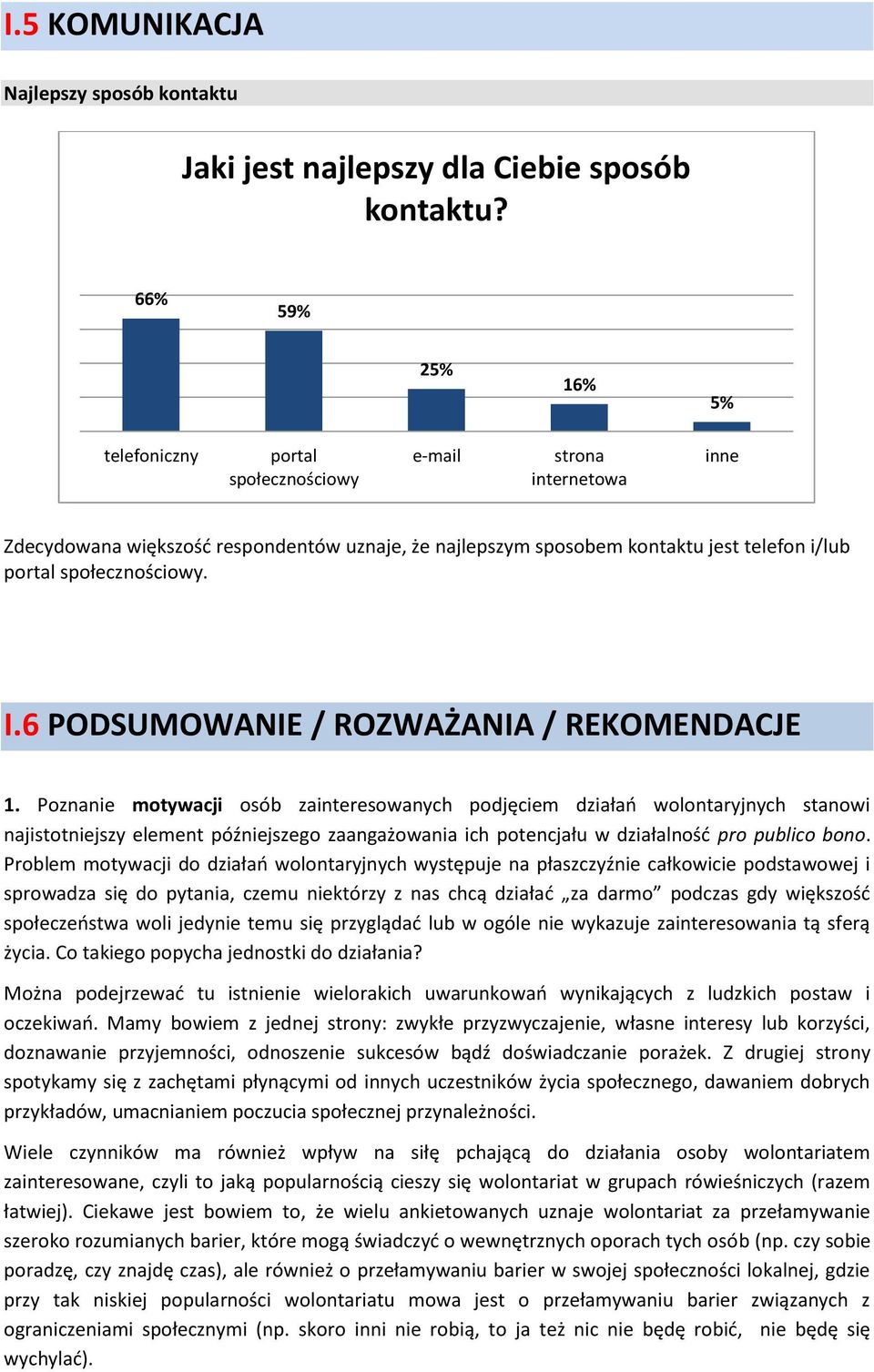 społecznościowy. I.6 PODSUMOWANIE / ROZWAŻANIA / REKOMENDACJE 1.