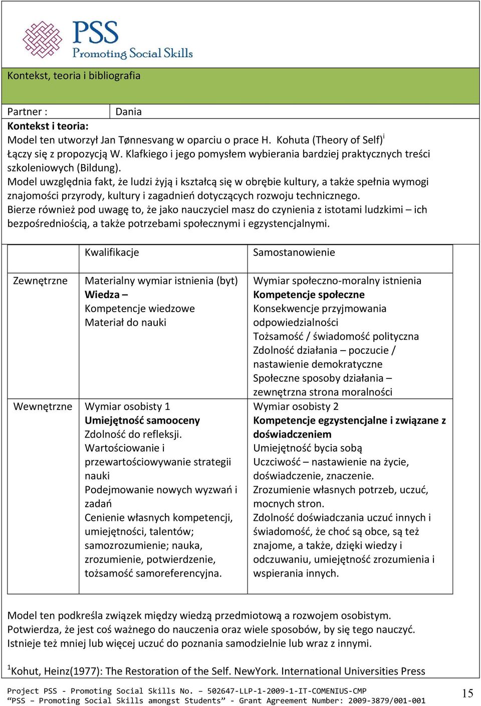 Model uwzględnia fakt, że ludzi żyją i kształcą się w obrębie kultury, a także spełnia wymogi znajomości przyrody, kultury i zagadnień dotyczących rozwoju technicznego.