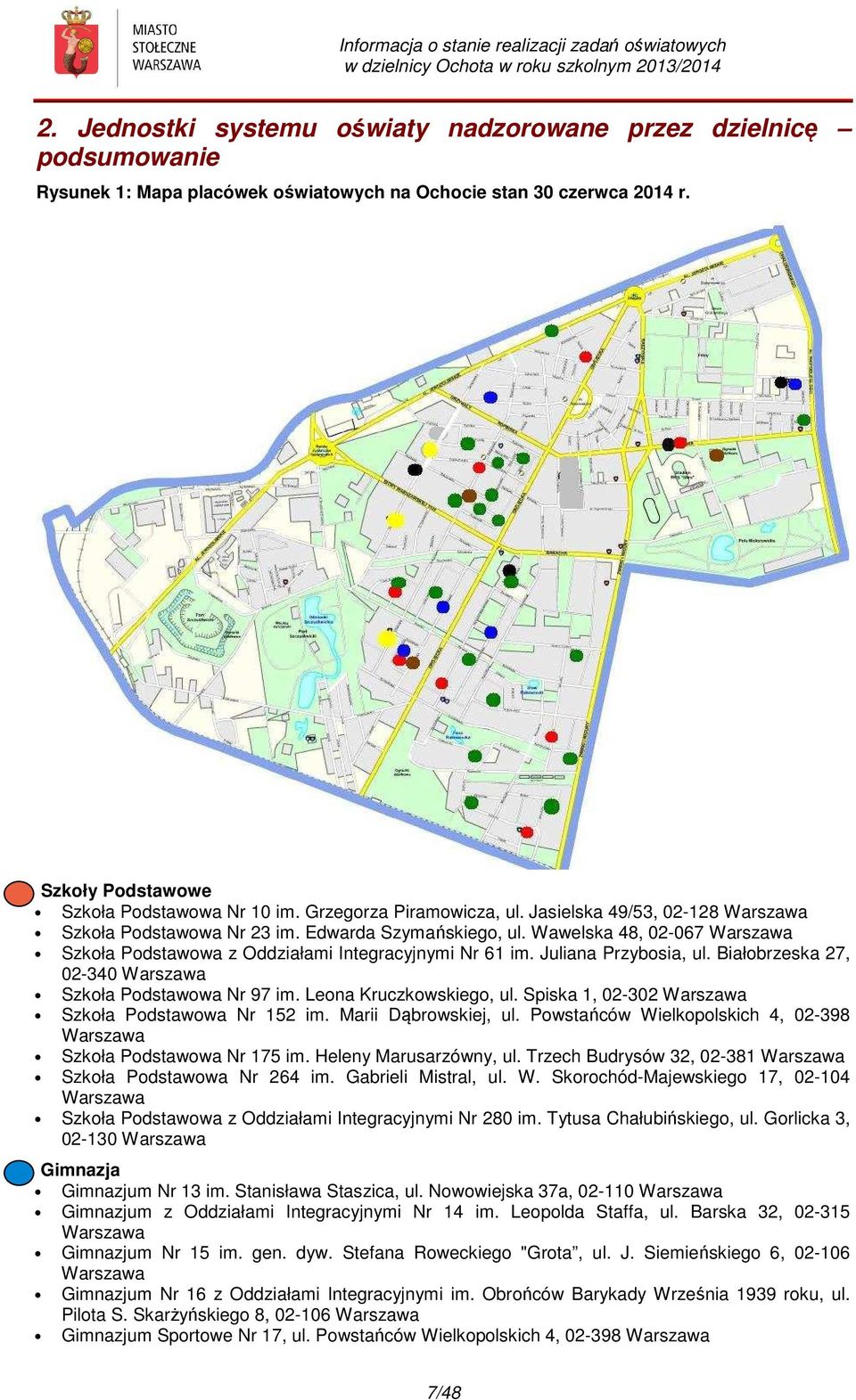 Juliana Przybosia, ul. Białobrzeska 27, 02-340 Warszawa Szkoła Podstawowa Nr 97 im. Leona Kruczkowskiego, ul. Spiska 1, 02-302 Warszawa Szkoła Podstawowa Nr 152 im. Marii Dąbrowskiej, ul.