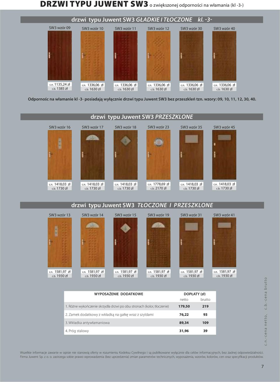 wzory: 09, 10, 11, 12, 30, 40. drzwi typu Juwent SW3 PRZESZKLONE SW3 wzór 16 SW3 wzór 17 SW3 wzór 18 SW3 wzór 23 SW3 wzór 35 SW3 wzór 45 c.n. 1418,03 zł c.b. 1730 zł c.n. 1418,03 zł c.b. 1730 zł c.n. 1418,03 zł c.b. 1730 zł c.n. 1778,69 zł c.