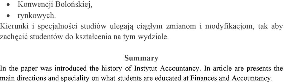 studentów do kształcenia na tym wydziale.