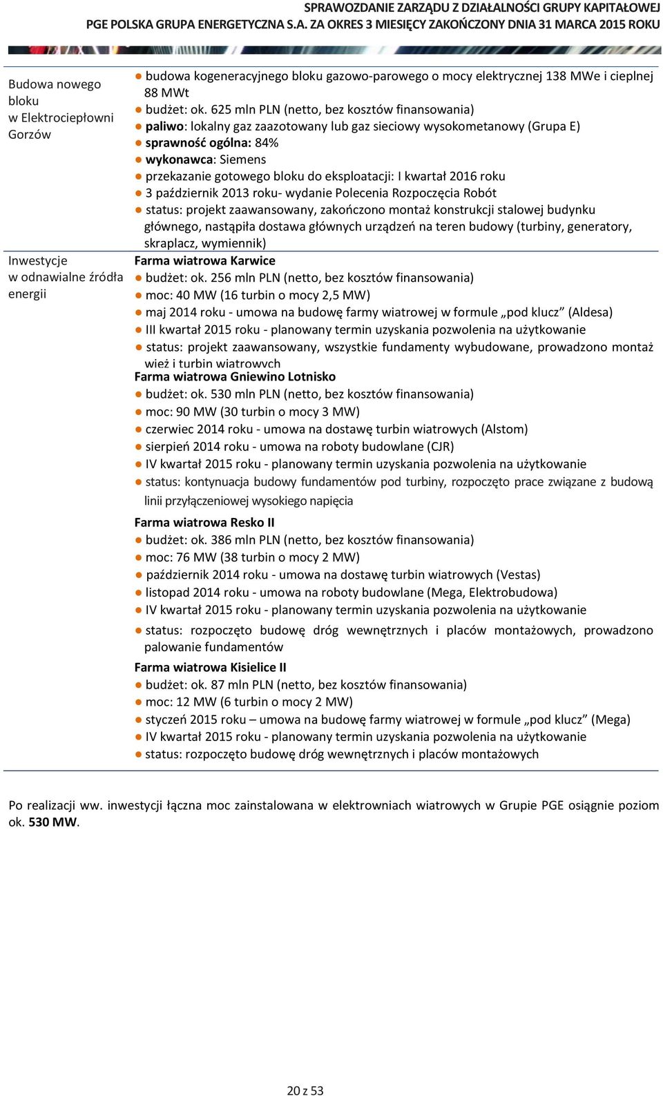 eksploatacji: I kwartał 2016 roku 3 październik 2013 roku- wydanie Polecenia Rozpoczęcia Robót status: projekt zaawansowany, zakończono montaż konstrukcji stalowej budynku głównego, nastąpiła dostawa